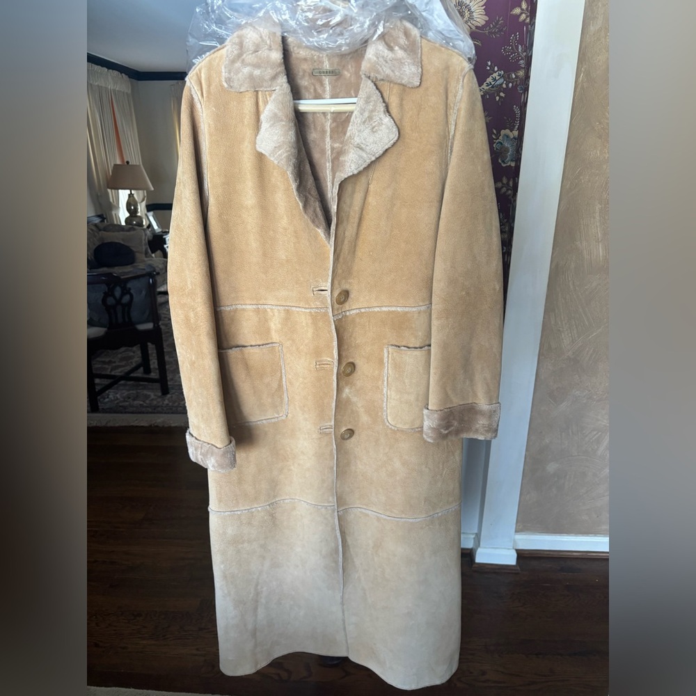 Vintage Guess suede shearling long jacket